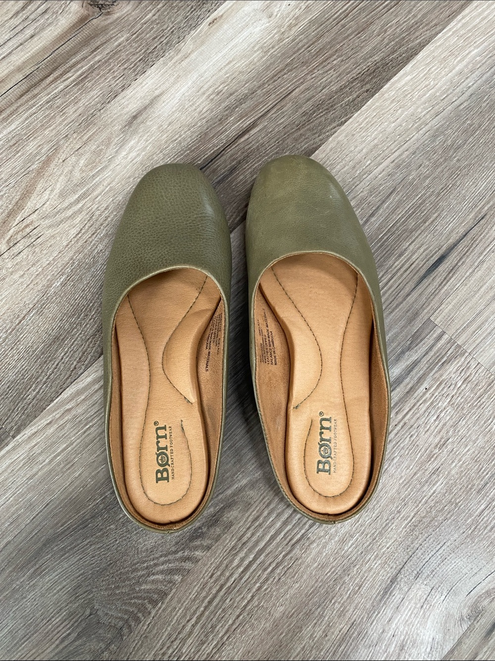 Born Olive Green Leather Slip-On Mules - Picture 2 of 7